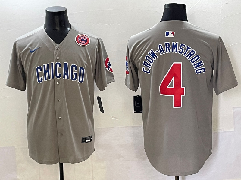Men 2025 Chicago Cubs #4 Crow Armstrong greu Nike MLB Jersey style 3->chicago cubs->MLB Jersey
